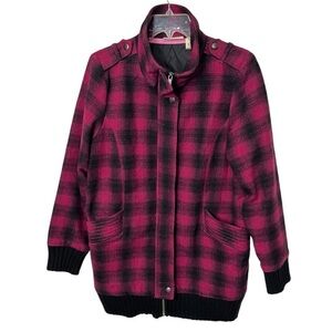 DKNY Plaid Wool Blend Jacket Coat Size Medium